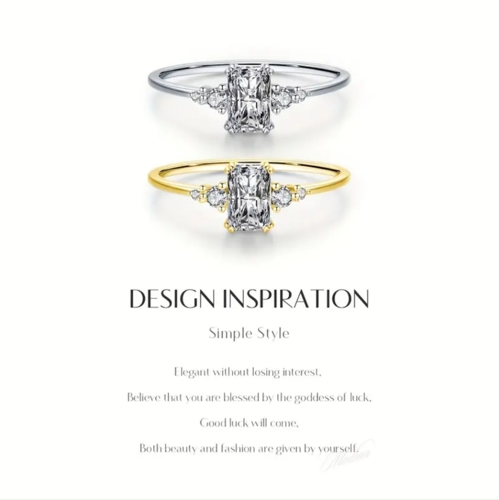 New Elegant 925 Sterling Silver Ice Flower Cut Synthetic Cubic Zirconia Ring